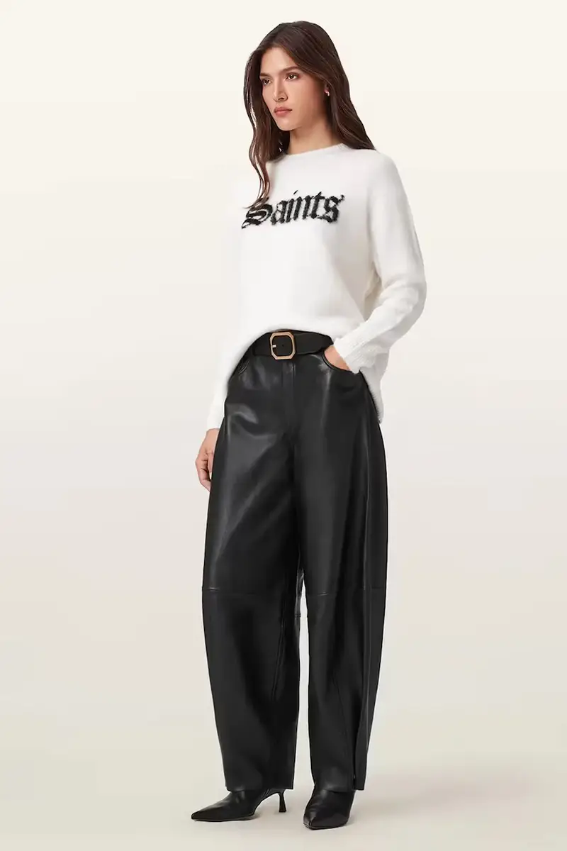 AllSaints pantaloni in pelle JETT donna colore nero W026TD