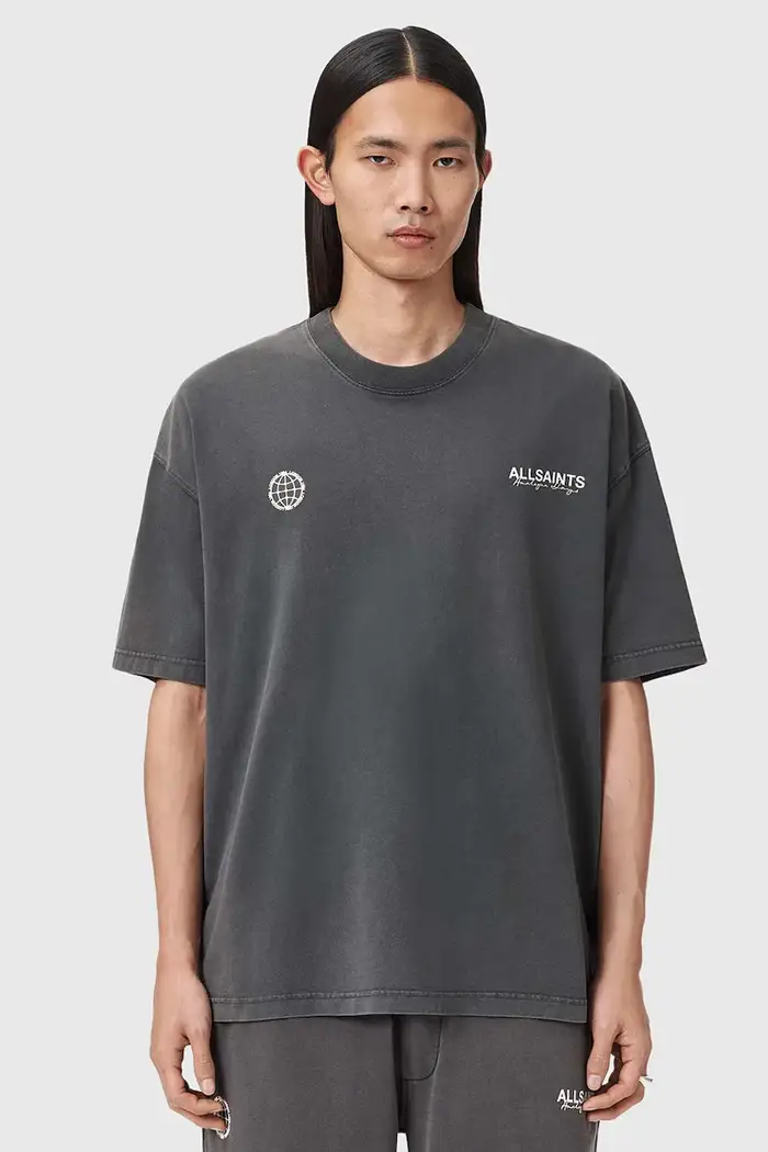 AllSaints t-shirt in cotone EMBLEM Grigio