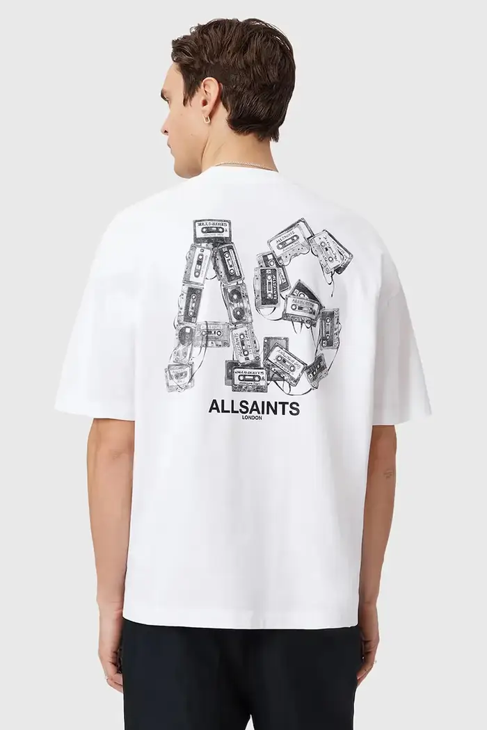 AllSaints t-shirt in cotone MIXTAPE Bianco
