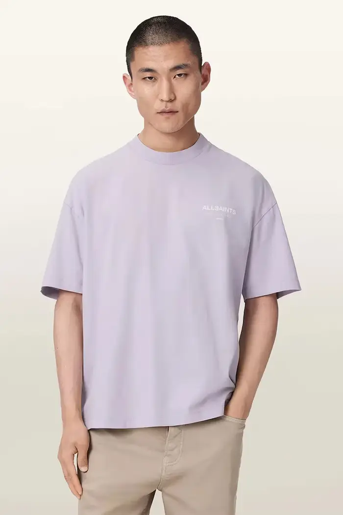 AllSaints T-shirt oversize da uomo in cotone MINA Violetto