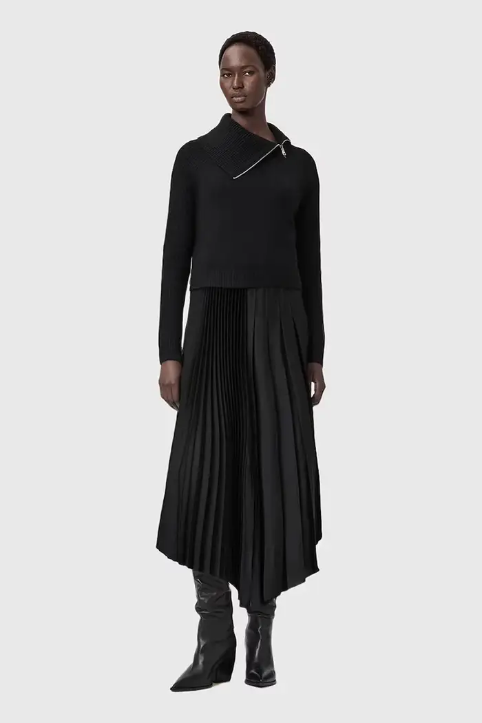 AllSaints vestito con maglione con misto lana Nero