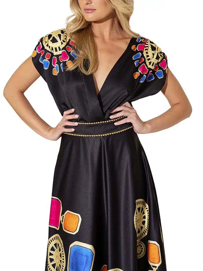 ALLURE Blusa nera con fantasia Multicolor