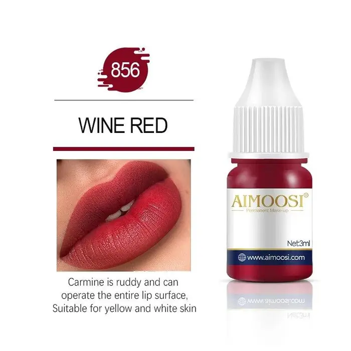 Inchiostro per tatuaggi Nano pigmento Colori lattiginosi per set di trucco semipermanente Tinta Sopracciglio Eyeliner Labbra Bellezza 3ml Pigmenti Microblading 856 Burgundy