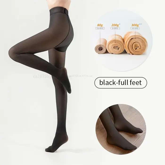 Aloisia Nuovo inverno caldo collant collant donna calzini in pile vita alta calza termica pantaloni isolati finti leggings traslucidi