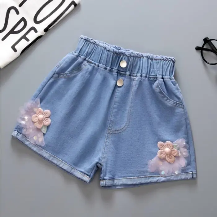 Aloisia Pantaloncini corti in denim per bambini estivi per ragazze Moda Ragazza Breve Principessa Jeans Pantaloni per bambini Pantaloncini