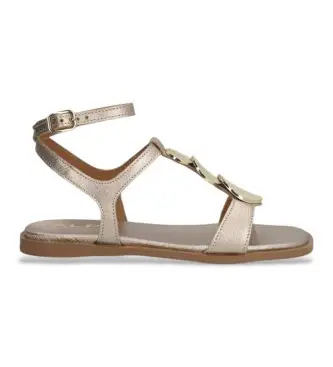 per donna 559241 Sandali Sheila Galaxy in pelle dorata (41), Oro, Basso, Fibbia, Casual Cammello