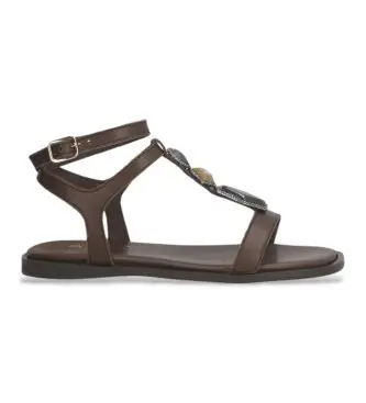 per donna 559617 Sandali Sheila in pelle marrone (41), Basso, Fibbia, Casual Grigio