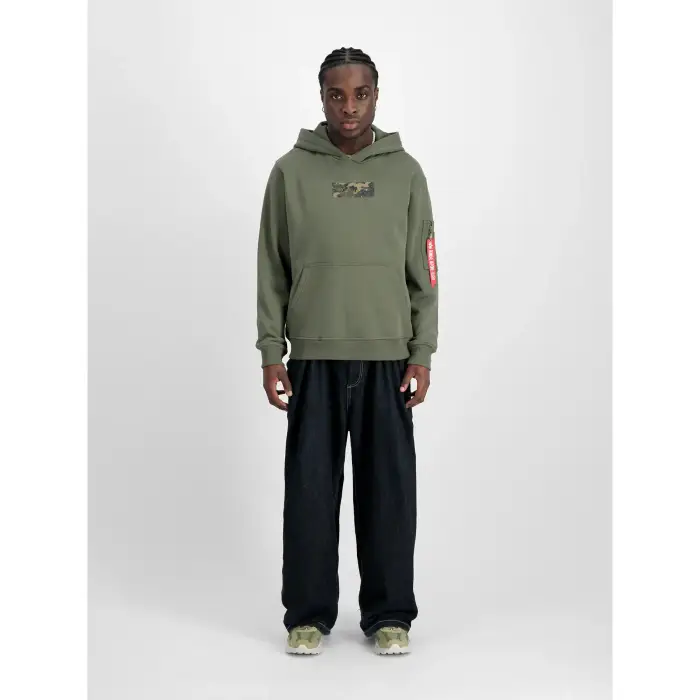 Felpa con cappuccio Alpha Industries Camo Panel Vert