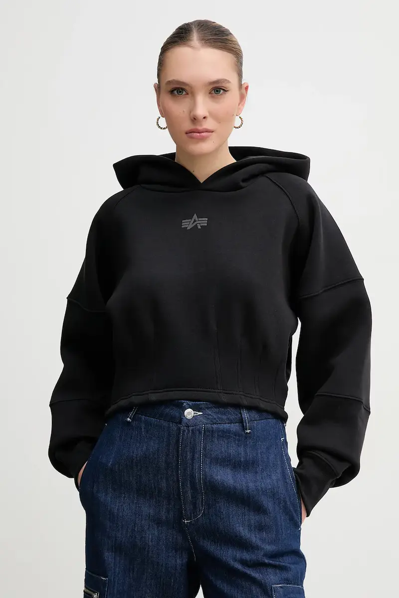 alpha industries felpa donna colore nero con cappuccio 148041