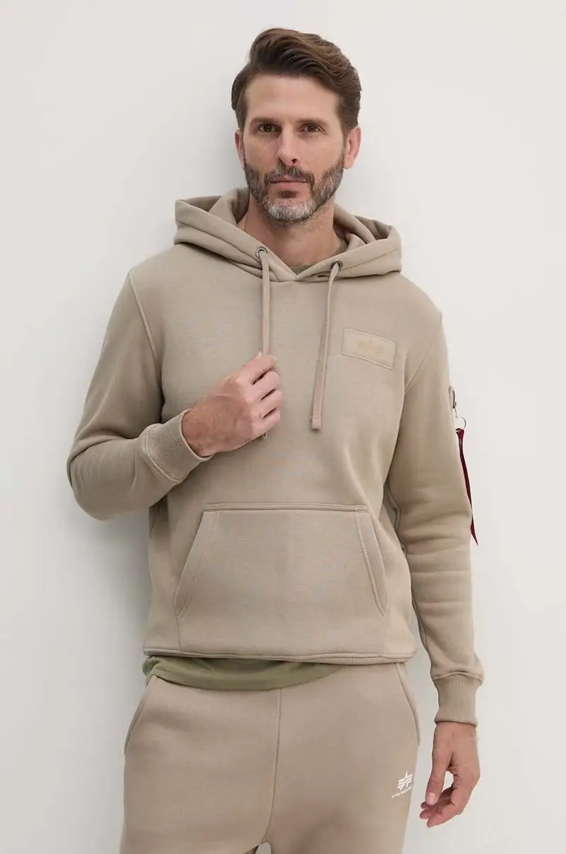 alpha industries felpa uomo colore beige con cappuccio