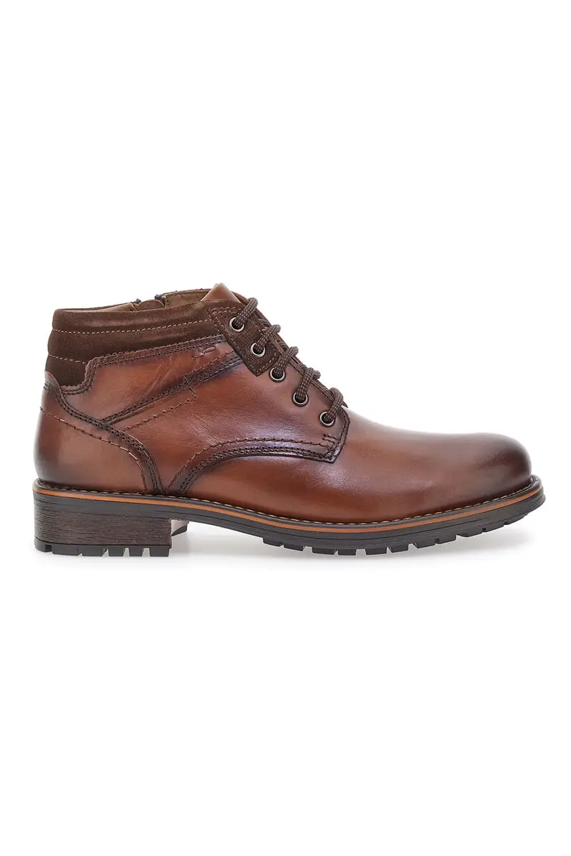 ALTEMBERG Scarpa Stringata Alta In Vera Pelle Marrone 2412 [COGNAC]
