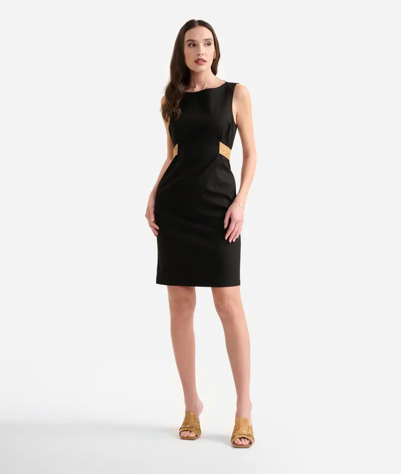 Alviero Martini Abito in gabardina di cotone stretch con cintura Nero