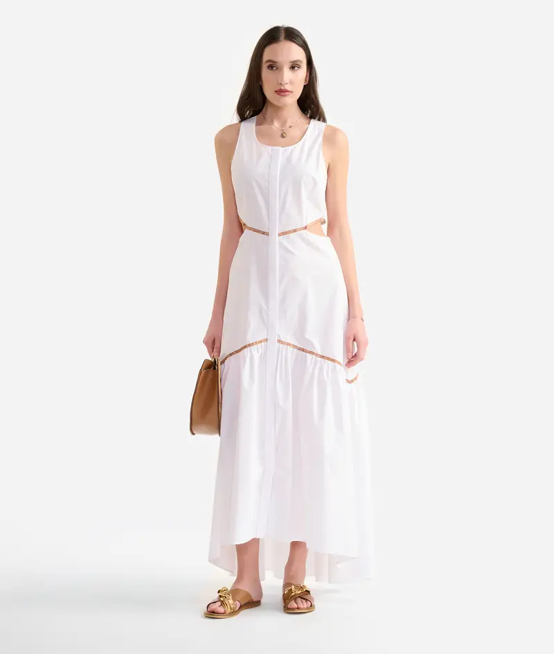 Alviero Martini Abito lungo in popeline di cotone croccante Bianco