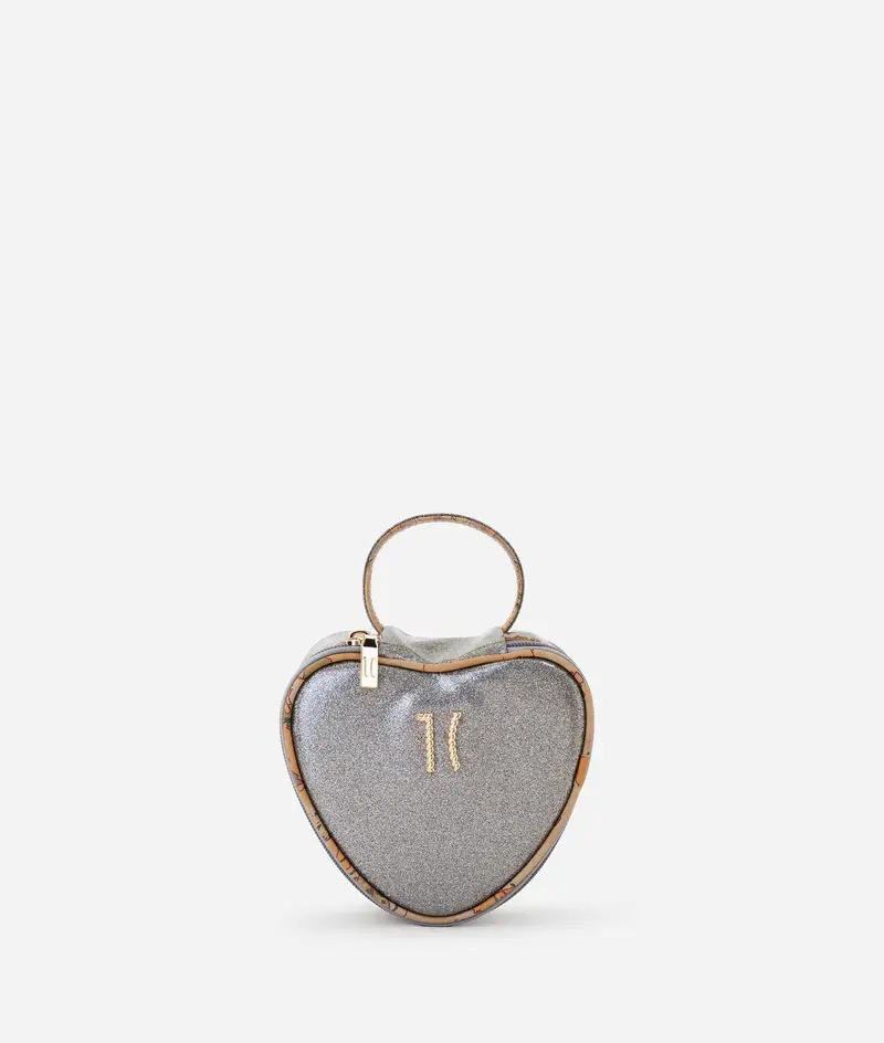 Alviero Martini Beauty a cuore glitterato con logo 1C Acciaio