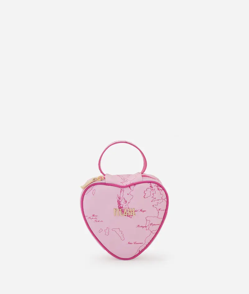 Alviero Martini Beauty case a cuore in tessuto gommato Geo Filetto Rosa Bubble