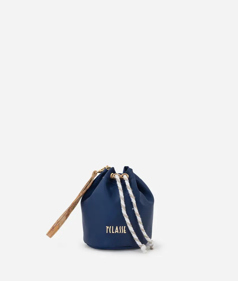 Alviero Martini Beauty case a secchiello in nylon Blu Notte