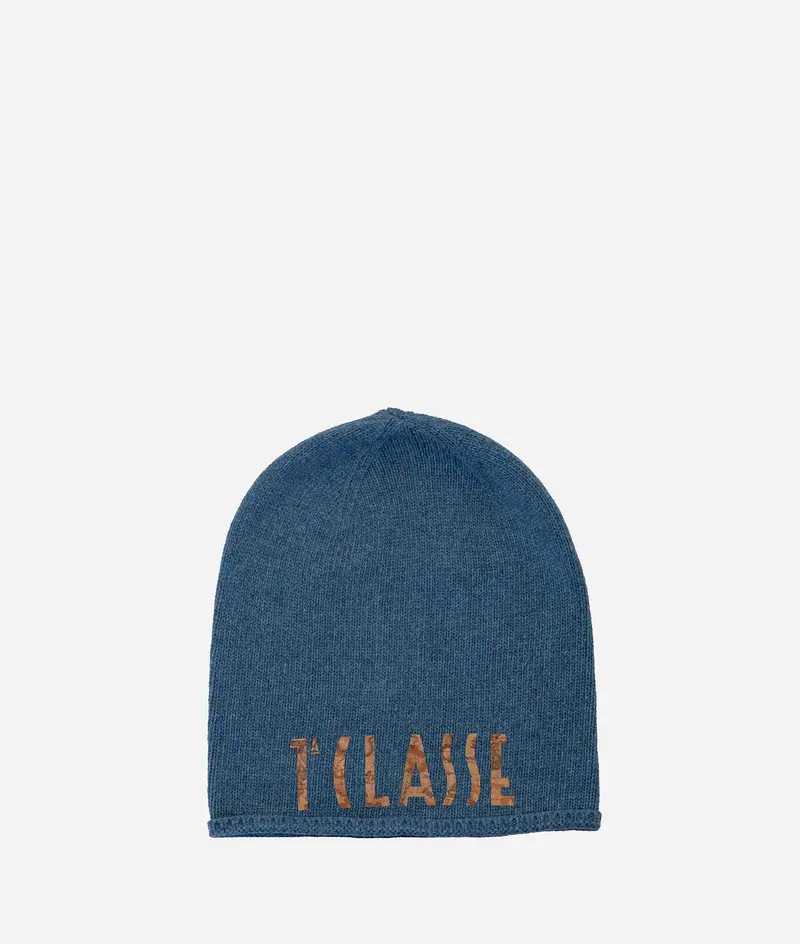 Alviero Martini Berretto con logo in misto cashmere Avio