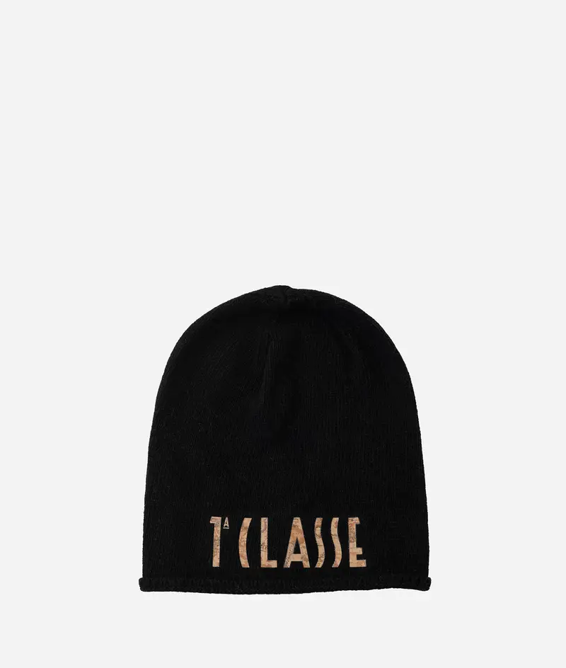 Alviero Martini Berretto con logo in misto cashmere Nero