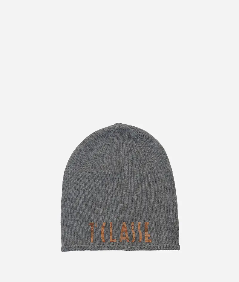 Alviero Martini Berretto con logo in misto cashmere Perla