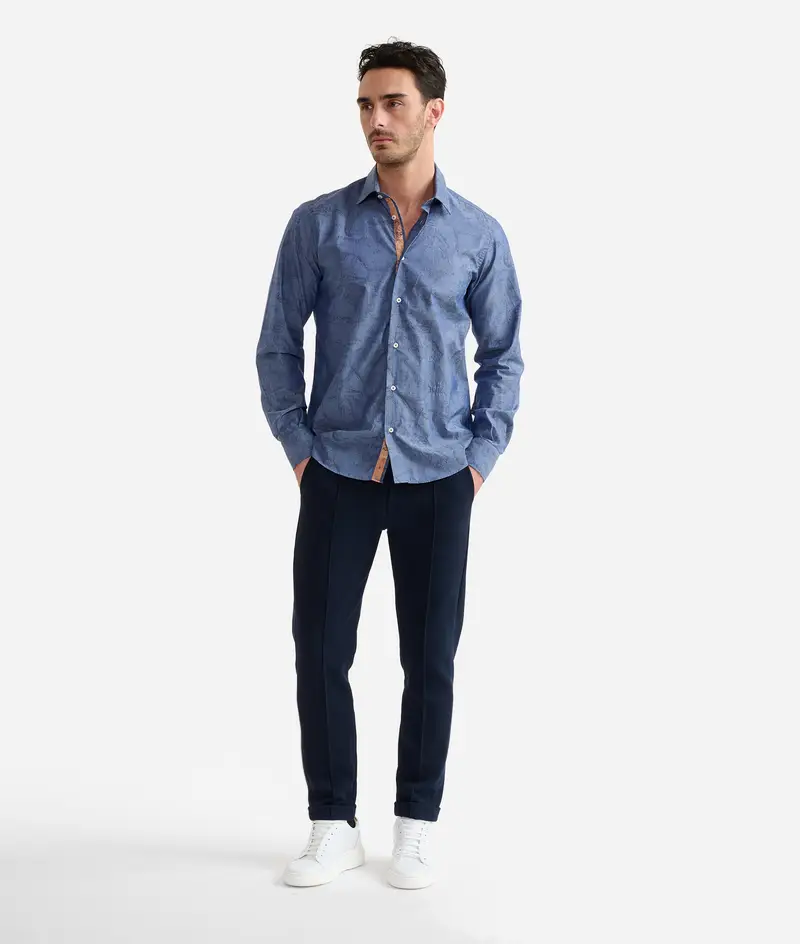 Alviero Martini Camicia regular in cotone Geo Color Blu