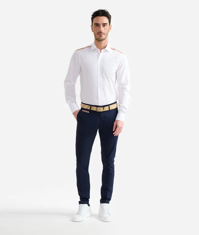 Alviero Martini Camicia slim in cotone con dettaglio spalle Bianca