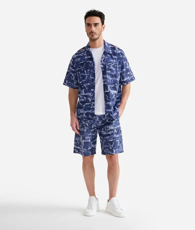 Alviero Martini Geo Denim camicia a maniche corte Stone Washed