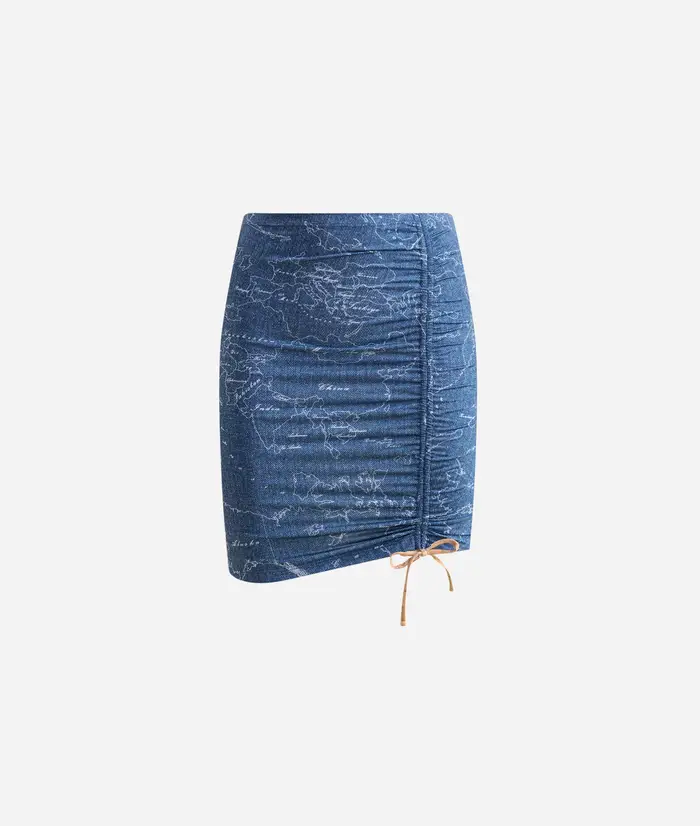 Geo Denim gonna corta con coulisse Denim