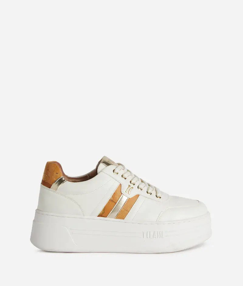 Alviero Martini Geo Elevate sneaker in eco nappa e bande laterali Bianche