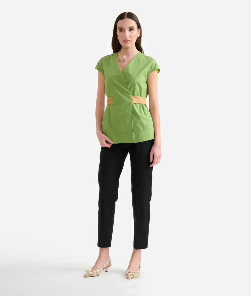 Alviero Martini Pantaloni regular in gabardina di cotone stretch Neri