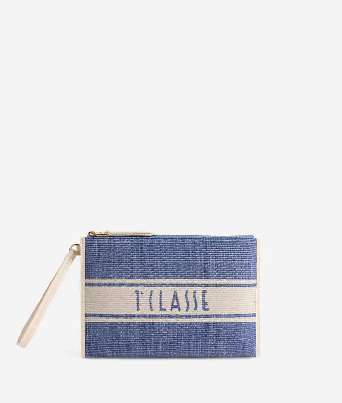 Rafia Coast clutch Blu Pacifico