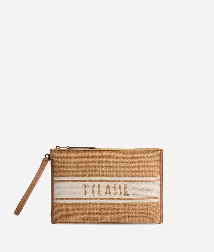 Rafia Coast clutch Cuoio