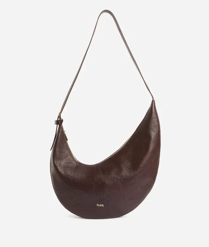 Alviero Martini Rising Moon Bag tracolla a mezzaluna con impressione Geo Filetto Cioccolato