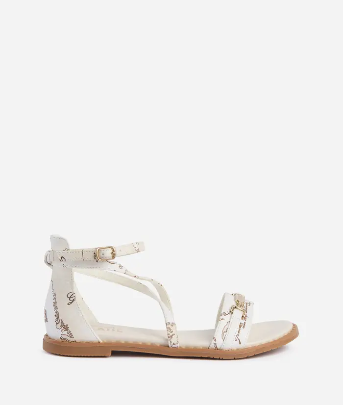 Sandali a tallone chiuso in eco nappa Geo Beige