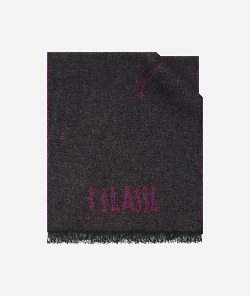 Alviero Martini Sciarpa Geo Filetto in misto modal e lana 40x180 Grigio Nebbia