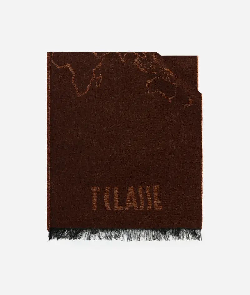 Alviero Martini Sciarpa Geo Filetto in misto modal e lana 40x180 Mogano