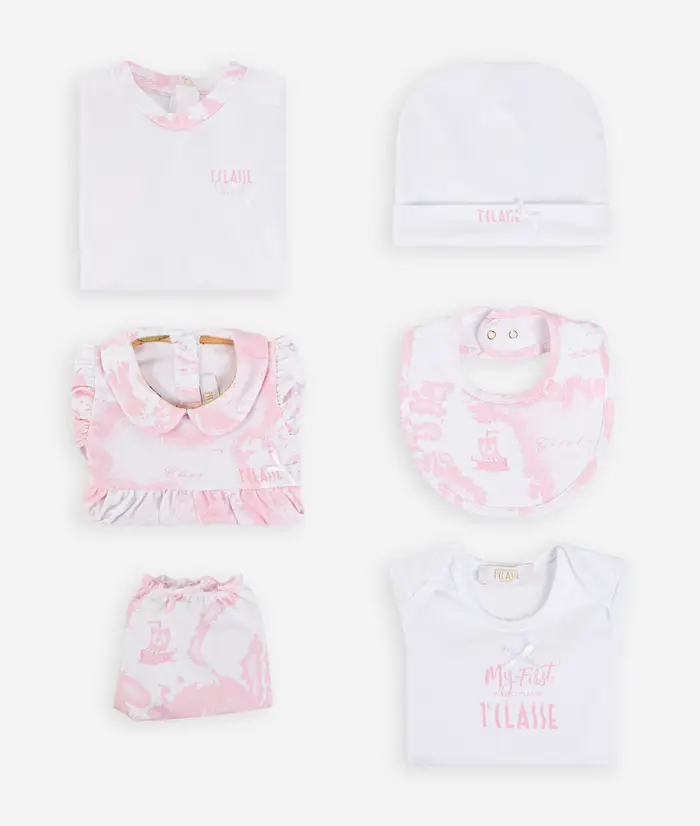 Set bimba con tutine, vestitino e accessori Rosa