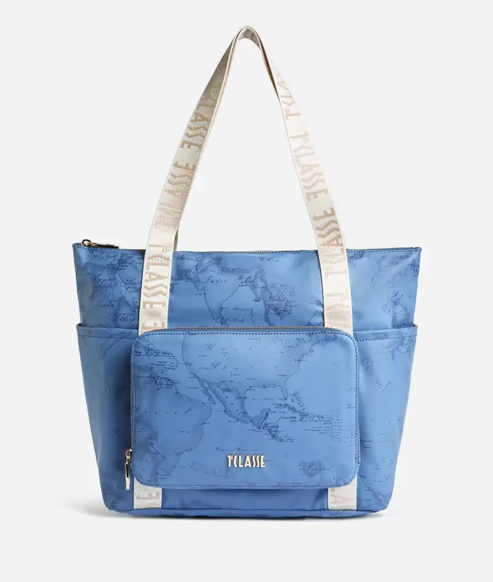 Alviero Martini Soft Color borsa shopping ripiegabile Blu Jeans