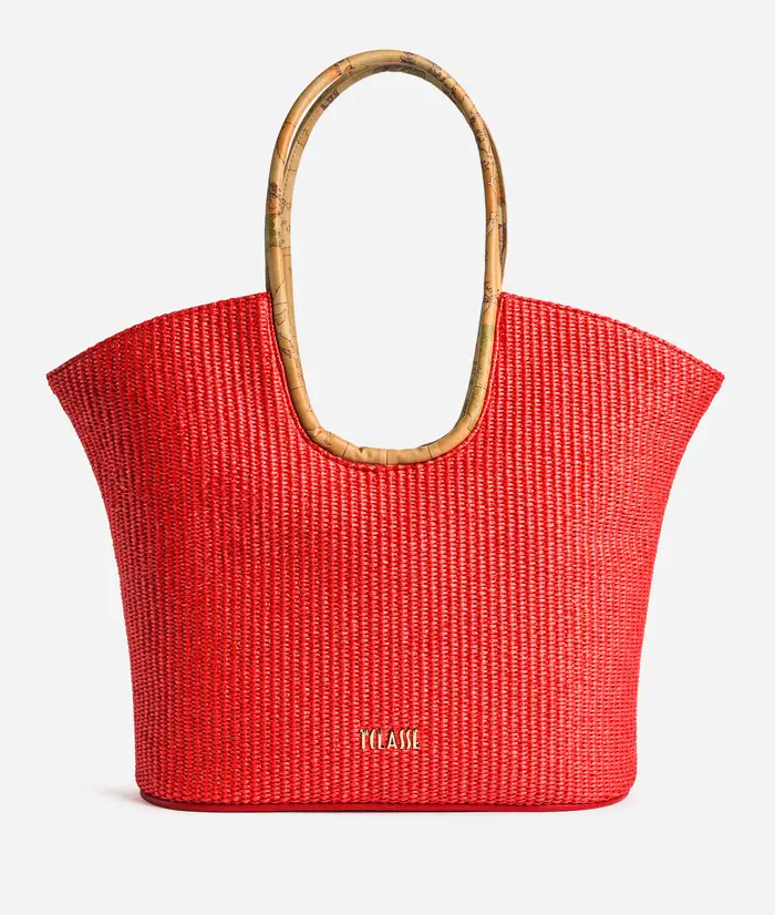 Alviero Martini Sunny Rafia borsa shopping Rosso Papavero