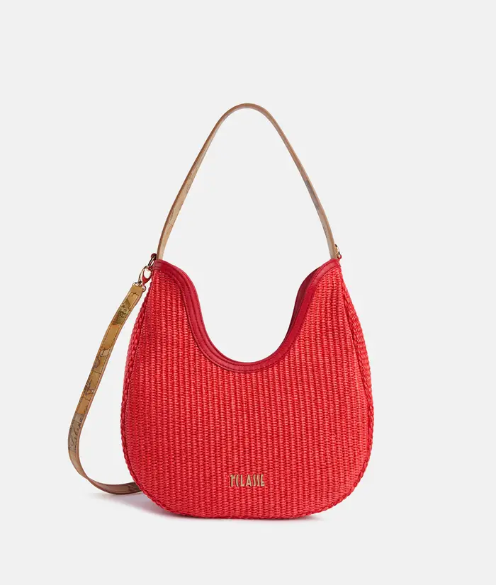 Sunny Rafia sottospalla a mezzaluna Rosso Papavero