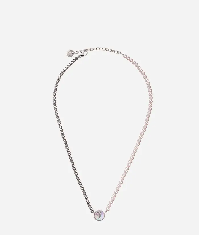 Via Condotti girocollo in acciaio e madreperla Argento