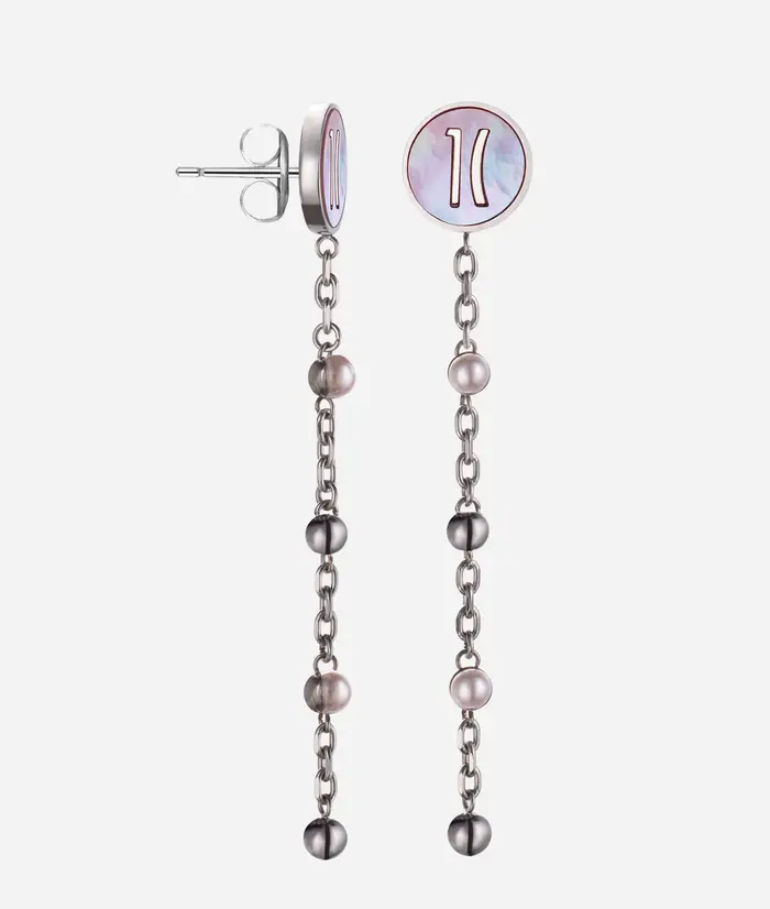 Via Condotti orecchini pendenti in acciaio e madreperla Argento