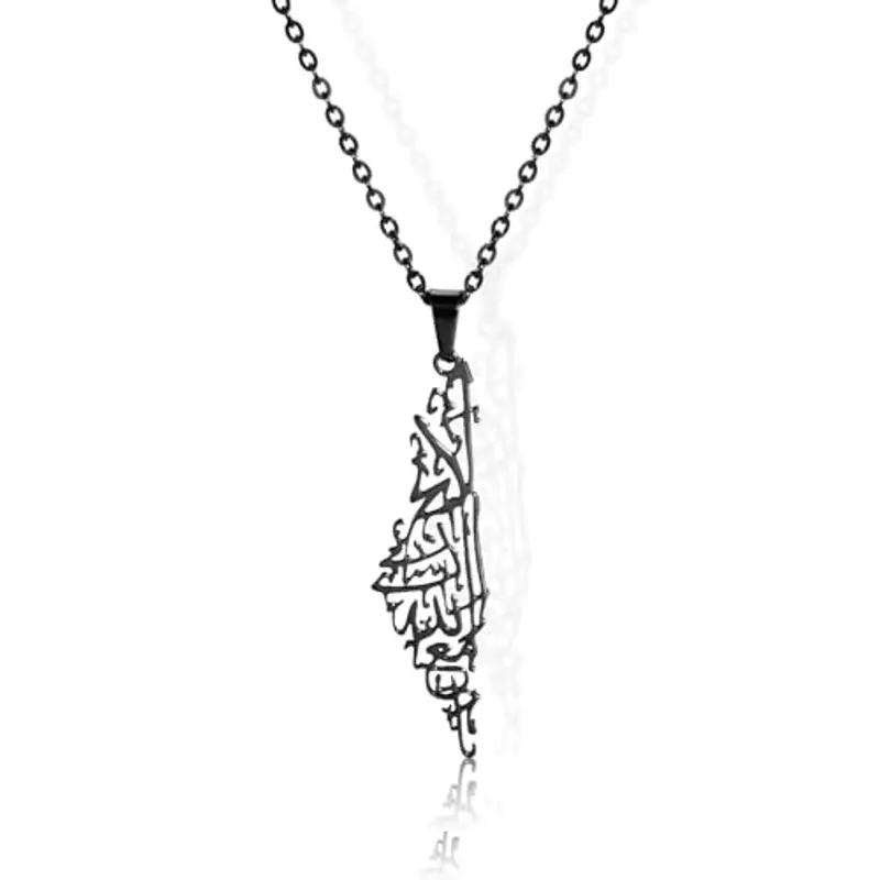 Amaxer Israele Palestina Mappa Ciondolo Collana per Uomo Paese Geografia Gioielli In Acciaio Inox Catena Regalo Collana