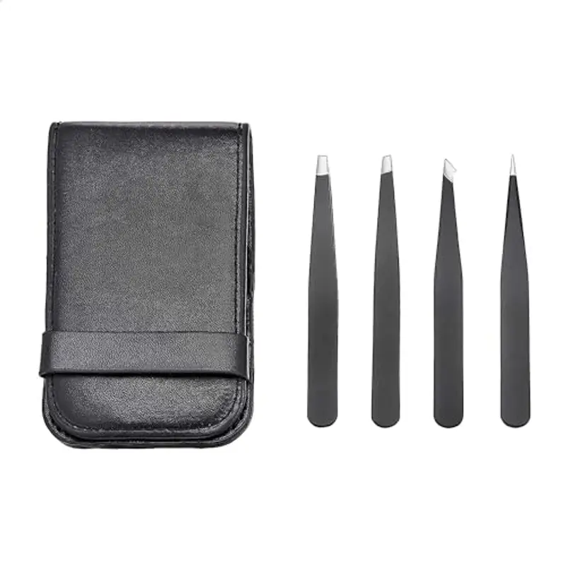 Amazon Basics Pinzette a punta obliqua, professionali, in acciaio inox, per efficace rimozione di peli, ideali per routine di bellezza