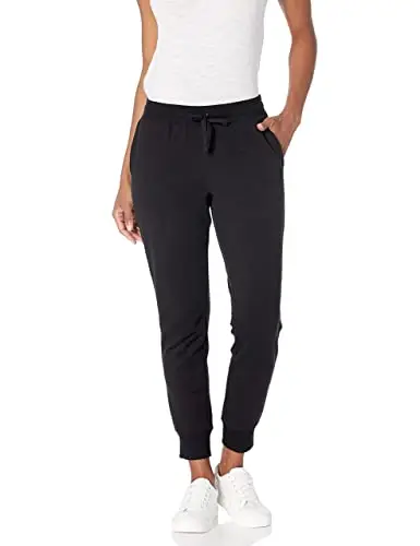 Amazon Essentials Pantaloni da Jogging in Pile con Risvolto (Disponibili in Taglie Forti) Donna, Nero