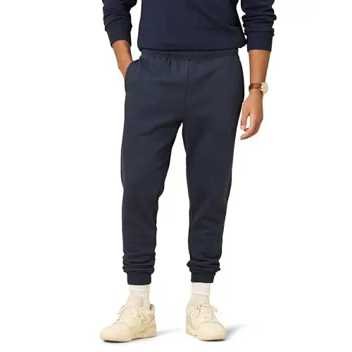 Amazon Essentials Pantaloni Sportivi da Jogging Taglio Rilassato, in Pile, Vestibilità Comoda Uomo, Blu Marino