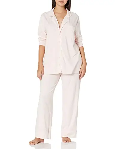 Amazon Essentials Pigiama da donna in modal di cotone con camicia a maniche lunghe e pantaloni lunghi, rosa pallido