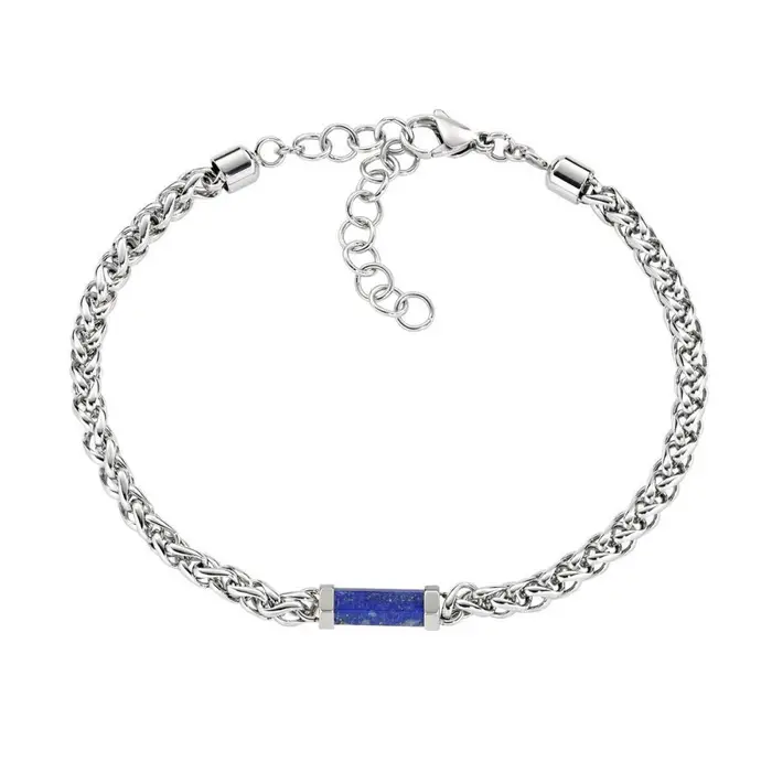 Bracciale Acciaio Catena A Corda Con Agata Blu Centrale - Amen