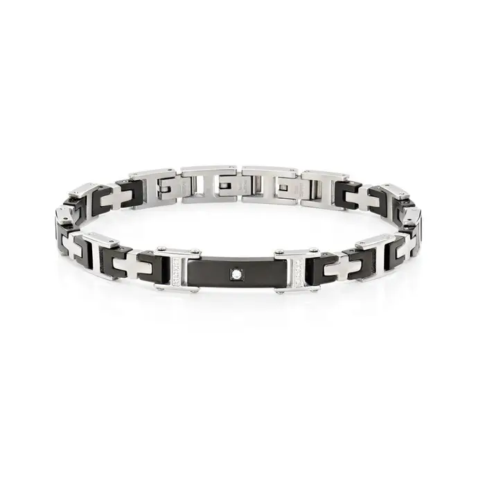Bracciale Acciaio Maglie Bicolori Con Zircone - Amen