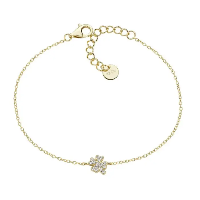 AMEN Bracciale Mini Quadrifoglio Pavé Dorato