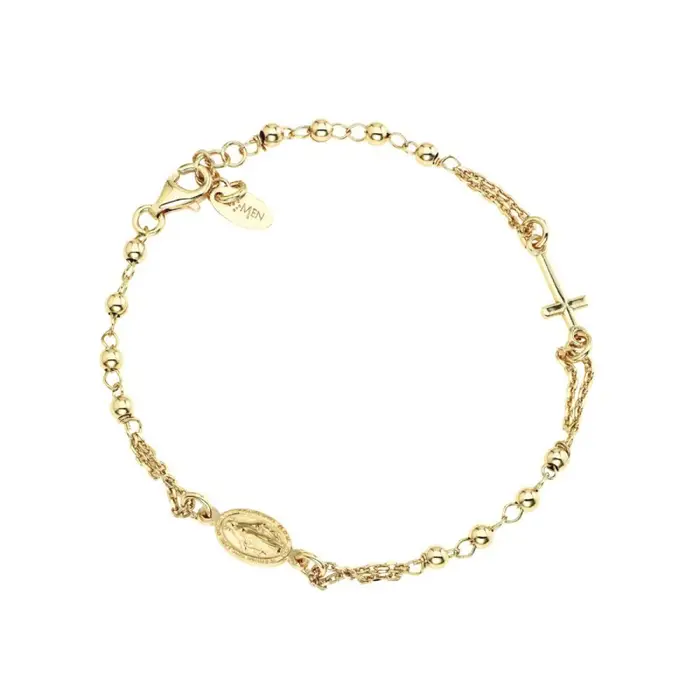 AMEN Bracciale Rosario Dorato Con Grani 2 Mm